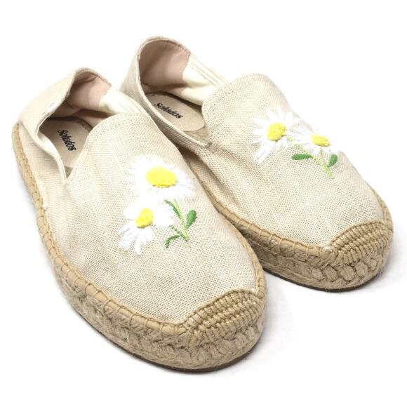 Soludos Daisy Smoking Slipper Woman's Size 9.5 Canvas Espadrille Flat Shoes - Picture 2 of 7